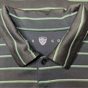 Nike Golf Polo Shirt Men XL Gray Green Striped Short Sleeve Cotton Blend